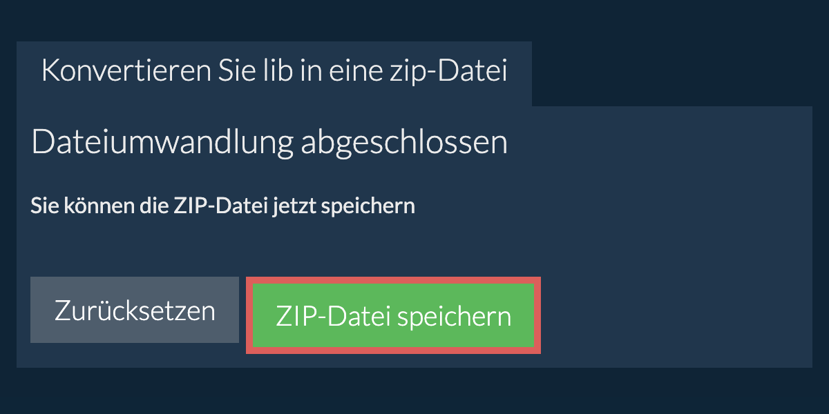 zip Datei speichern