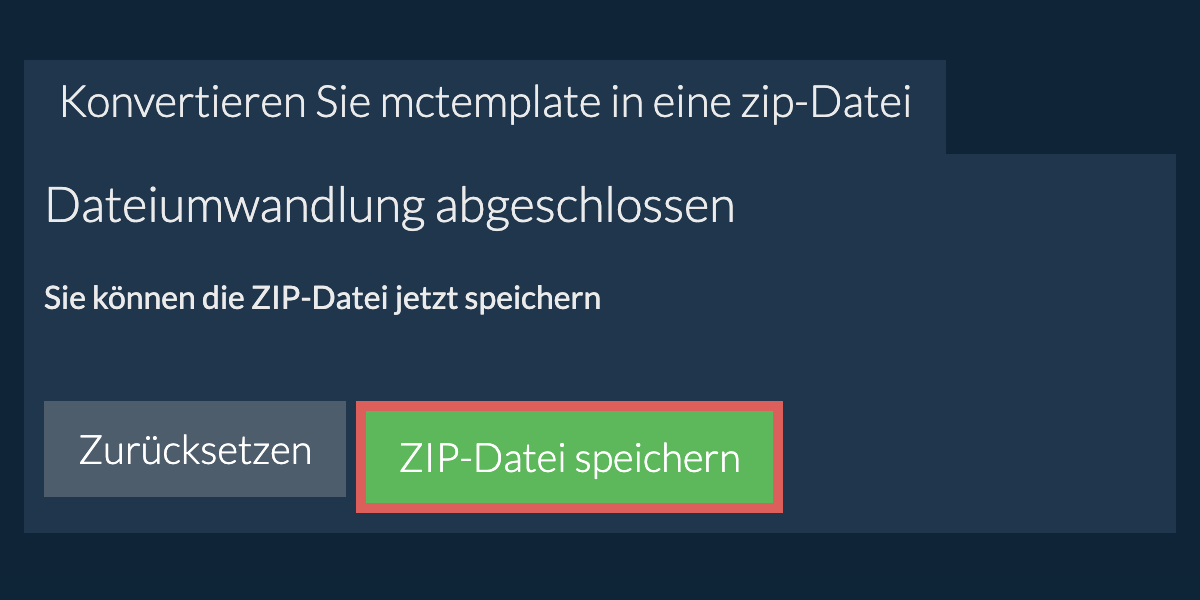 zip Datei speichern