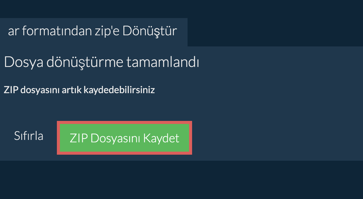 zip Dosyasını Kaydet