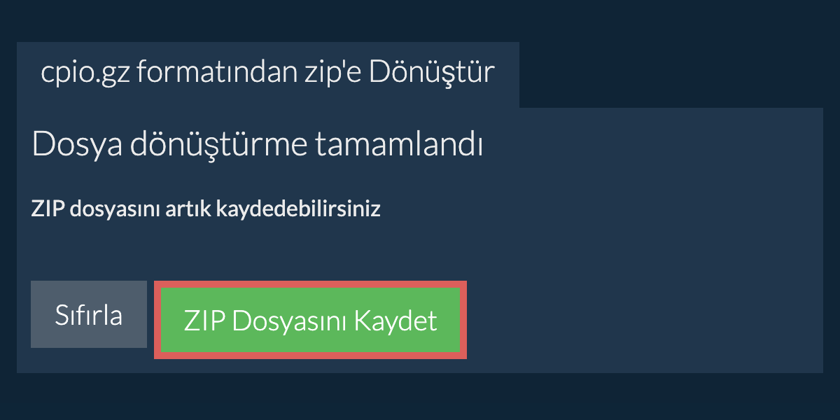 zip Dosyasını Kaydet