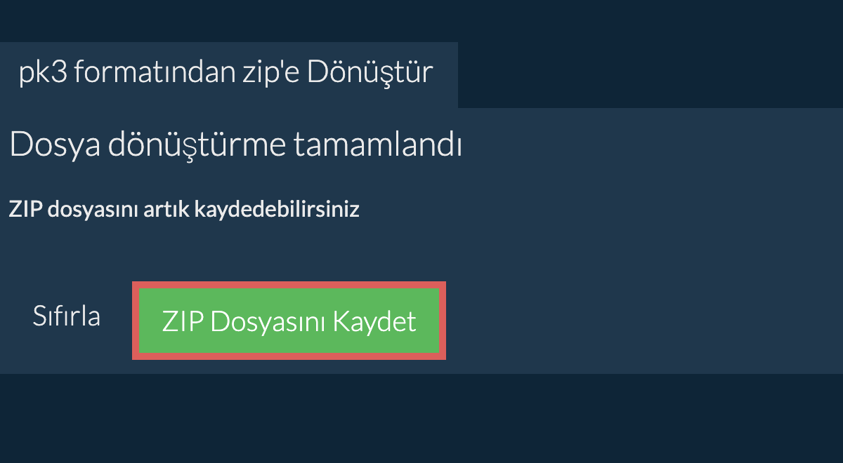 zip Dosyasını Kaydet