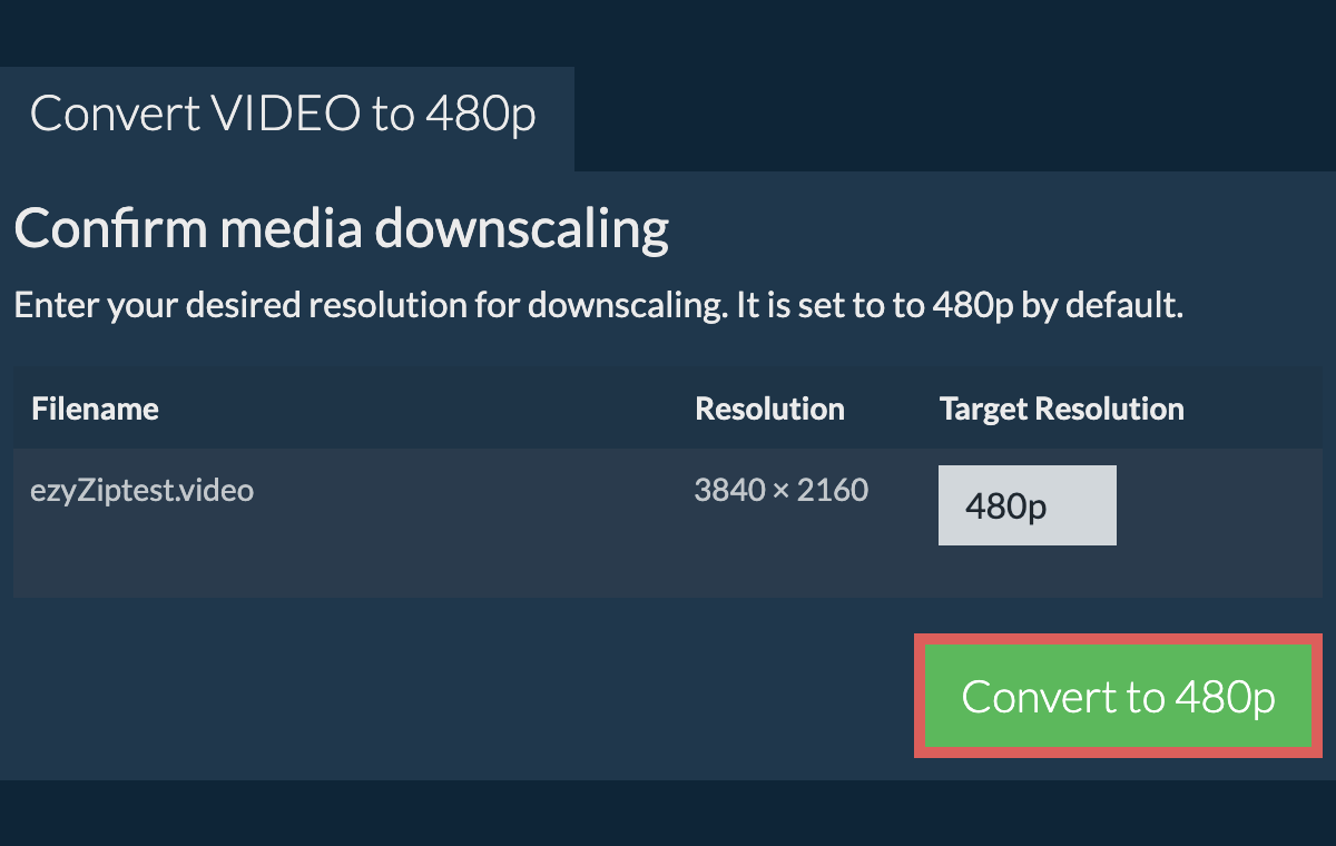 Convert VIDEO To 480P | Downscale Resolution - ezyZip