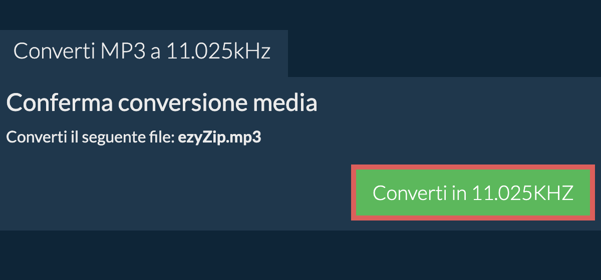 Converti mp3 a 11.025kHz