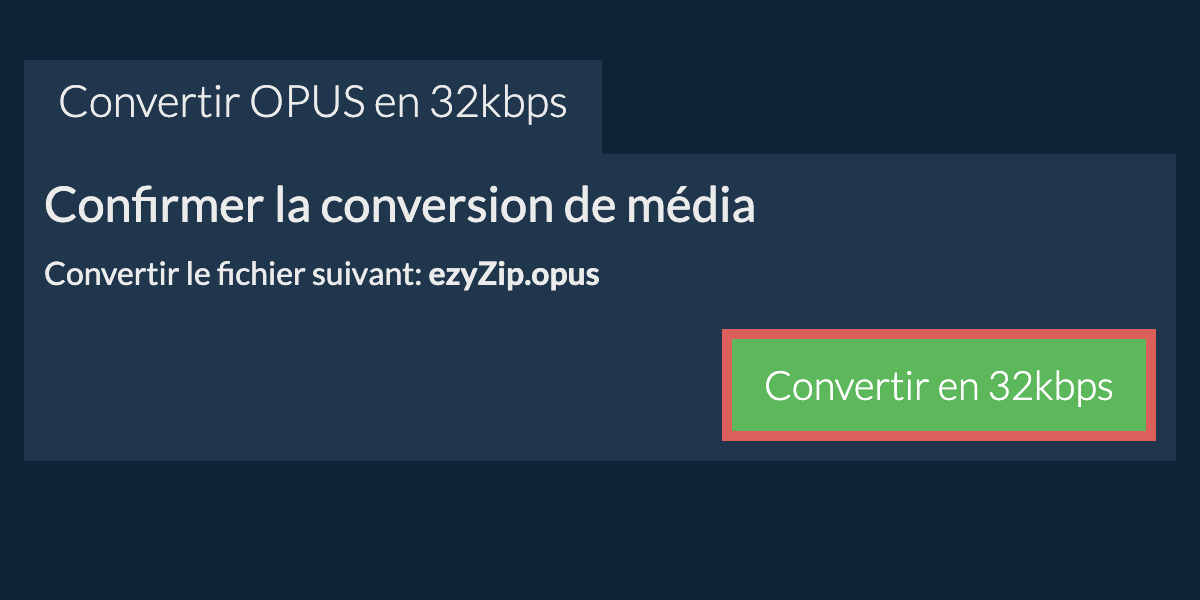 Convertir opus en 32kbps