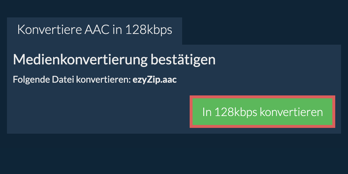 Konvertiere aac in 128kbps