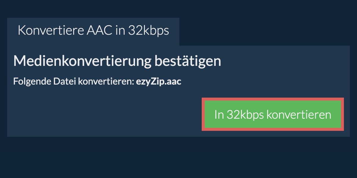 Konvertiere aac in 32kbps