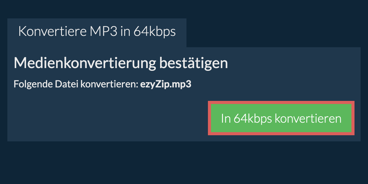 Konvertiere mp3 in 64kbps