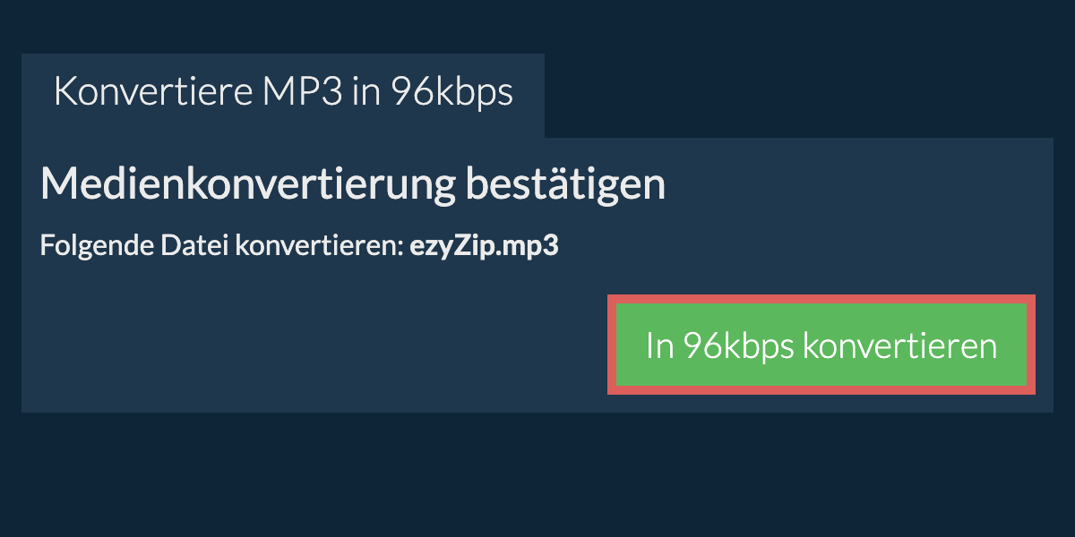 Konvertiere mp3 in 96kbps