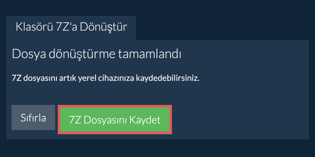 Dönüştürülen klasörü kaydet