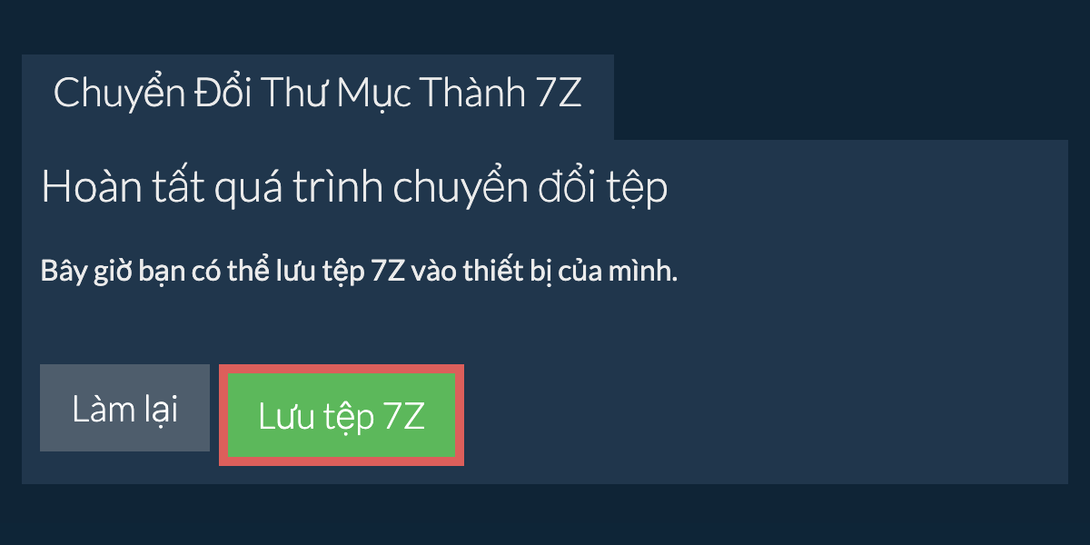 Lưu thư mục đã chuyển đổi