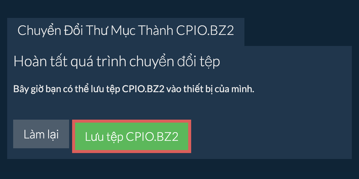 Lưu thư mục đã chuyển đổi