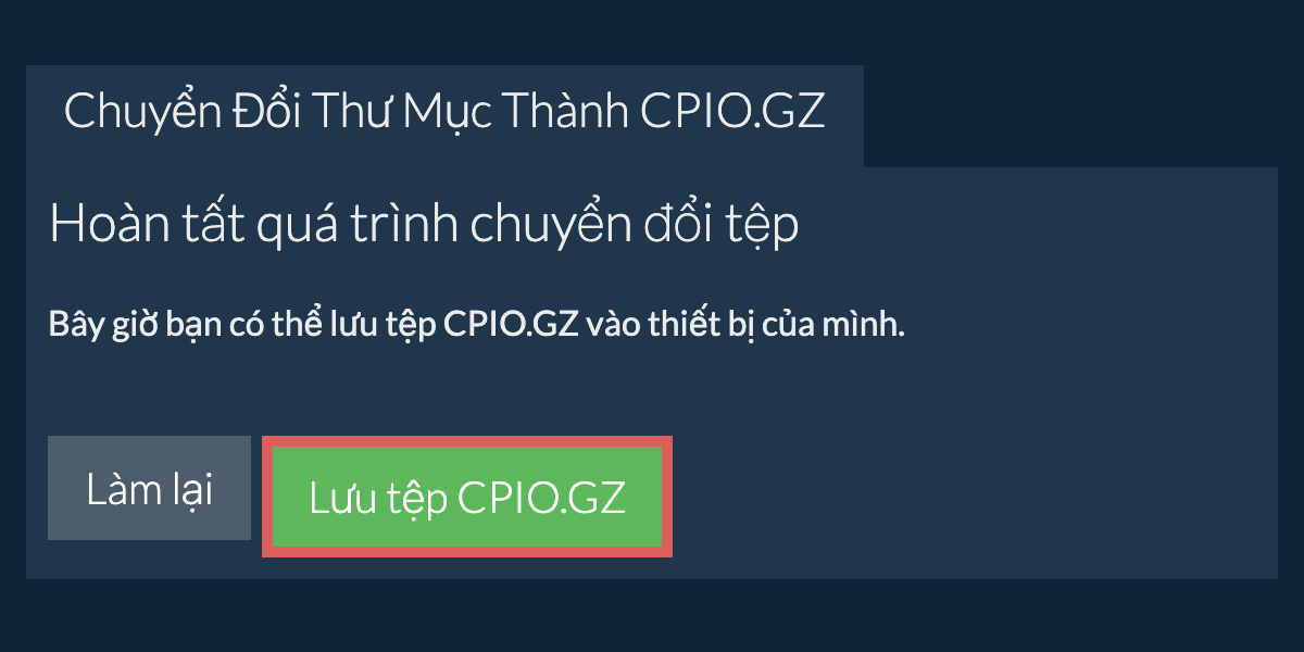 Lưu thư mục đã chuyển đổi