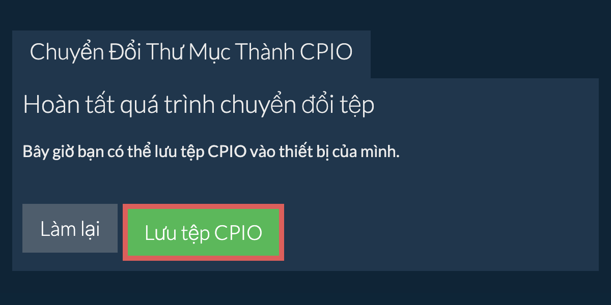 Lưu thư mục đã chuyển đổi