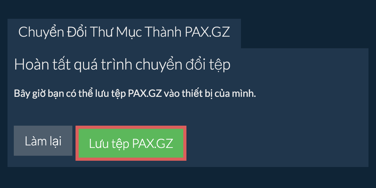 Lưu thư mục đã chuyển đổi