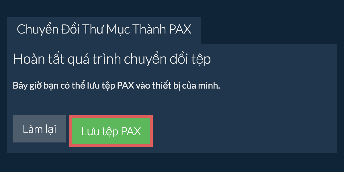 Lưu thư mục đã chuyển đổi