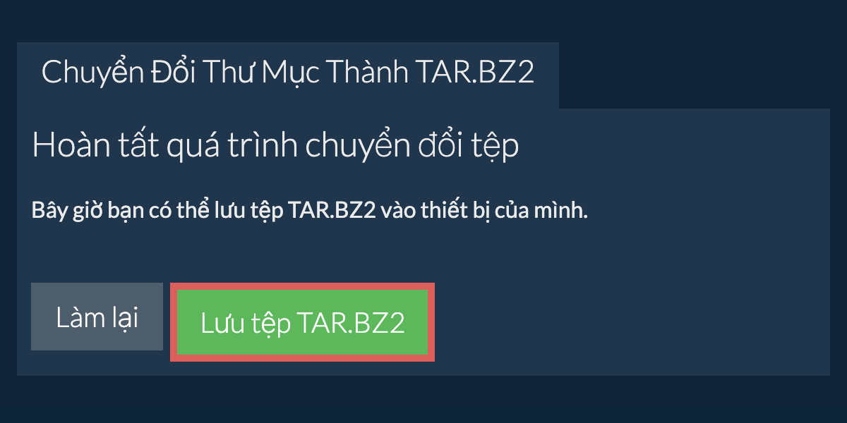 Lưu thư mục đã chuyển đổi