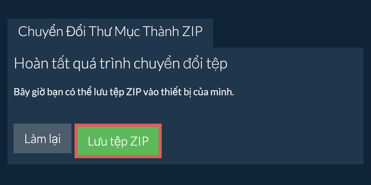 Lưu thư mục đã chuyển đổi