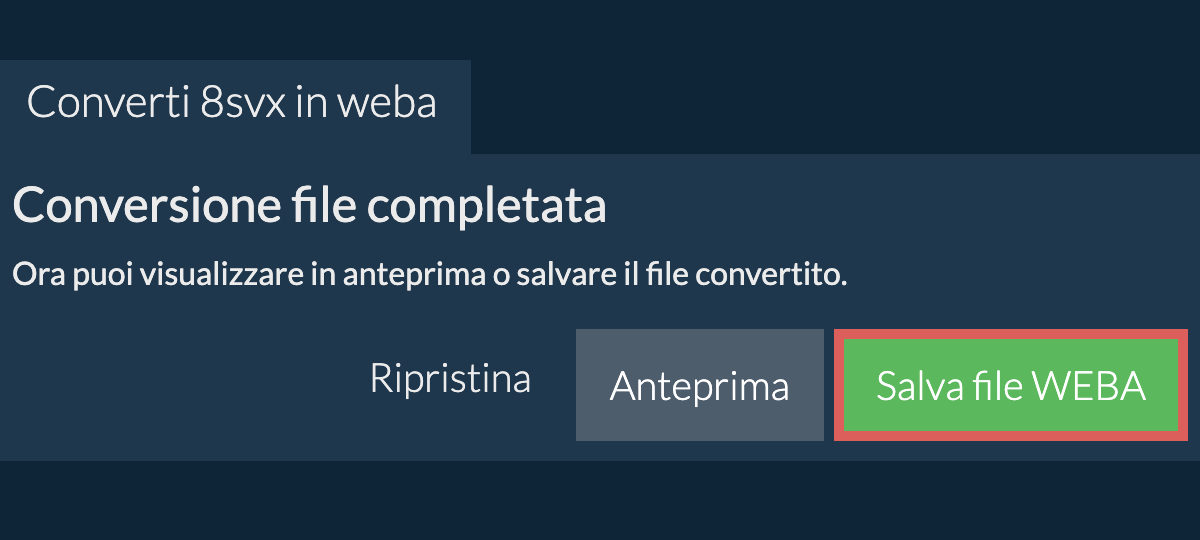 Converti in WEBA