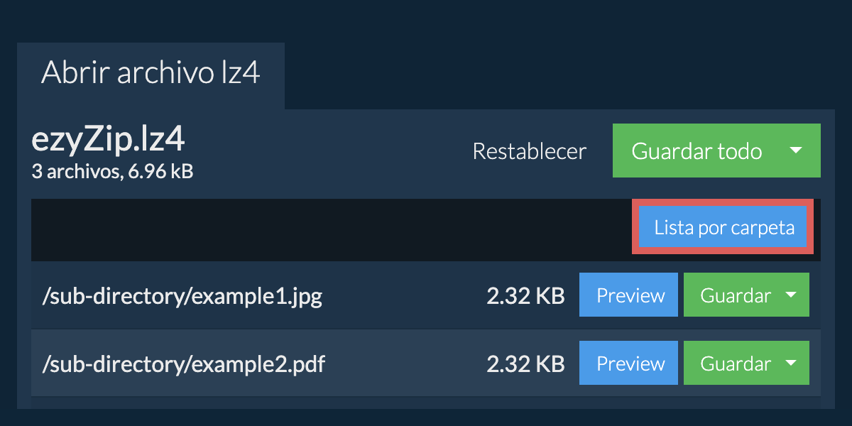 lz4: Lista por carpeta