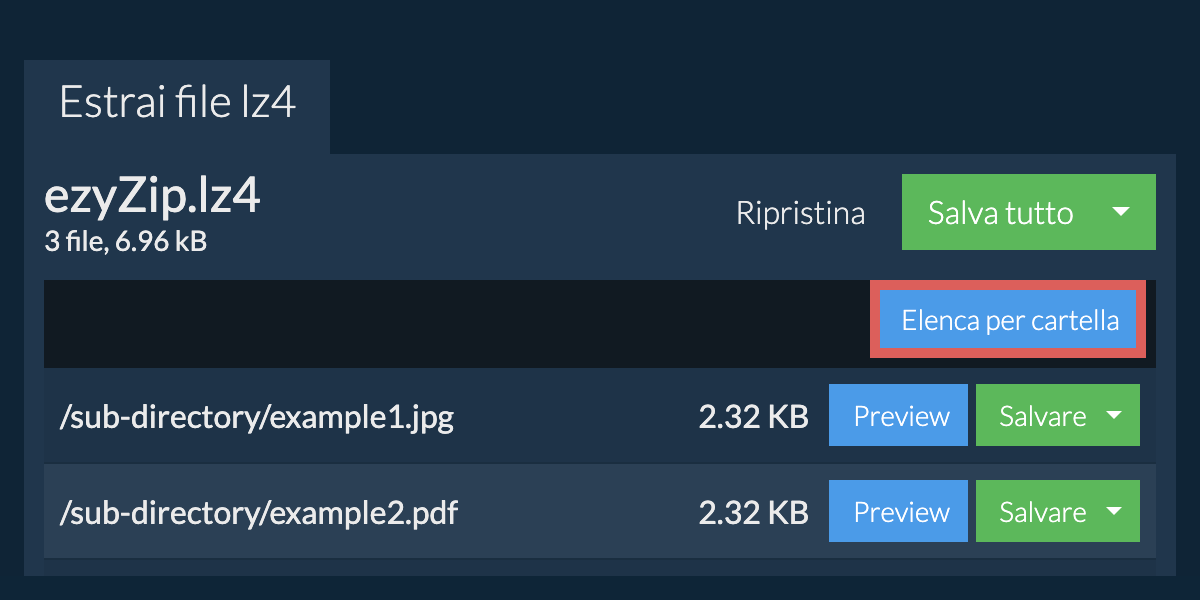 lz4: Elenca per cartella