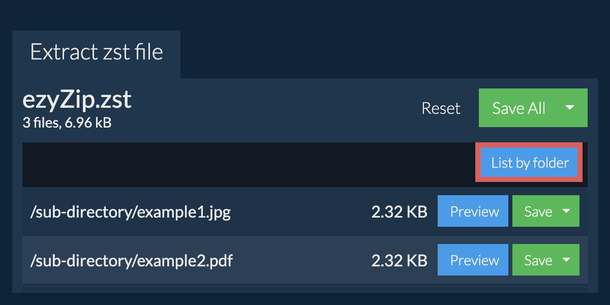 zst: List by folder