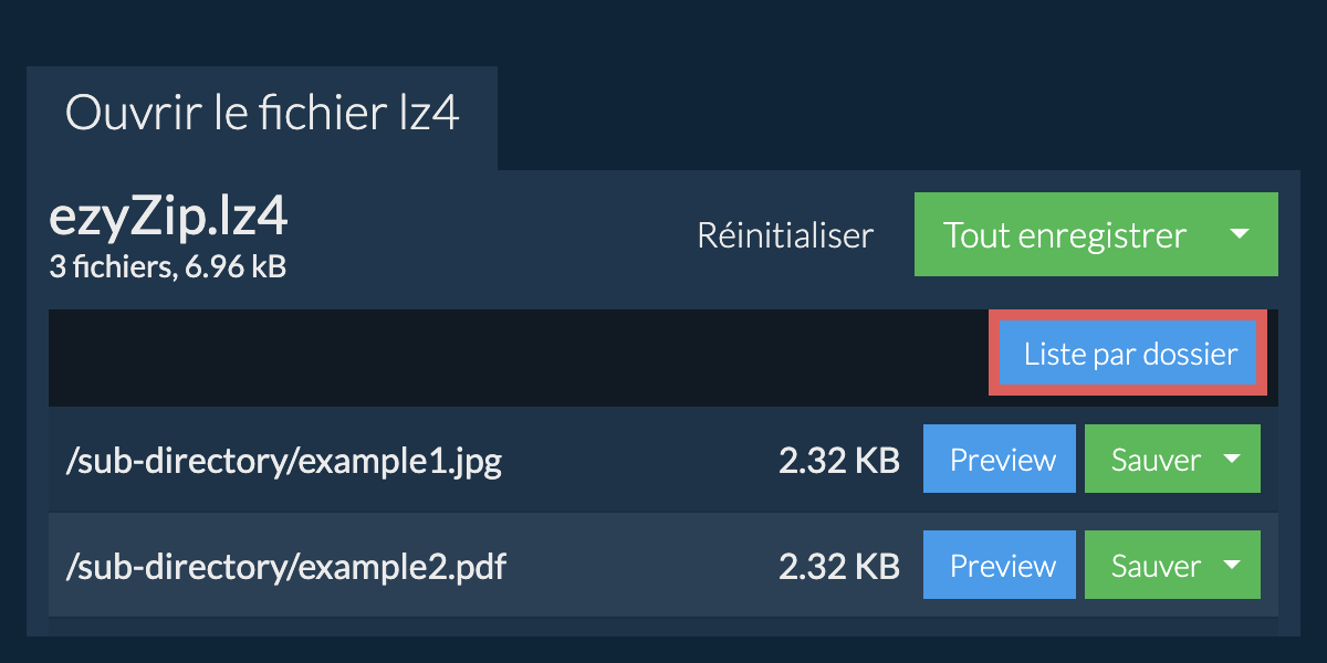 lz4: Liste par dossier