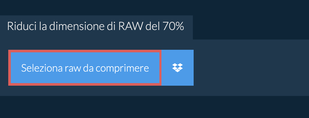 Riduci la dimensione di raw del 70%