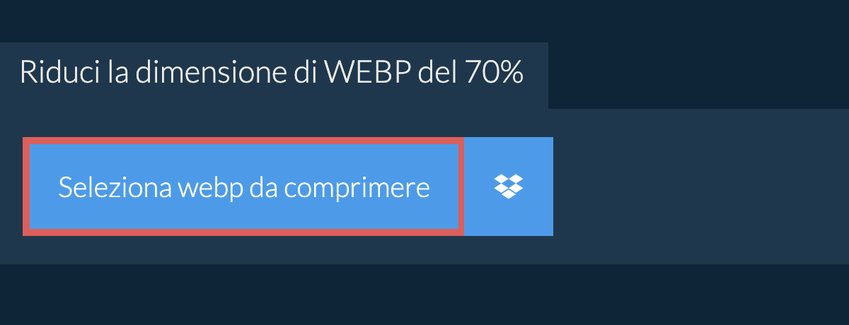 Riduci la dimensione di webp del 70%