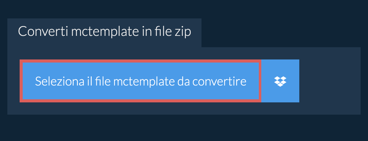 Converti mctemplate in file zip