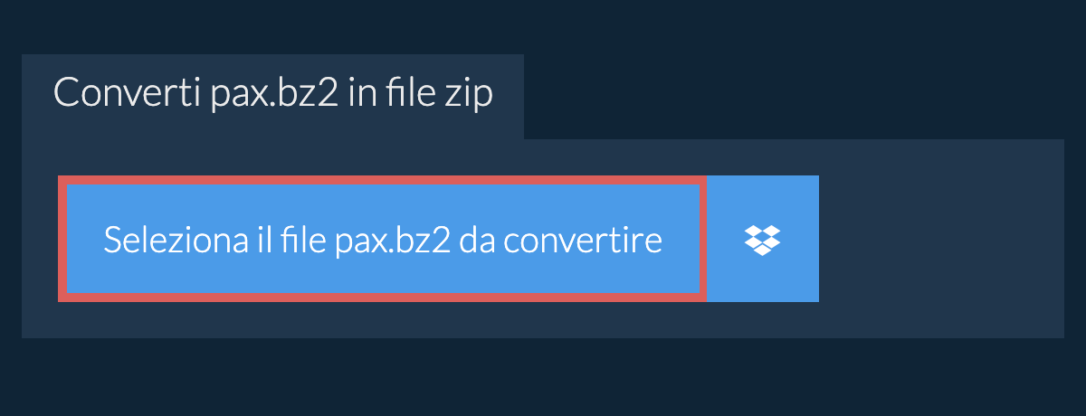 Converti pax.bz2 in file zip